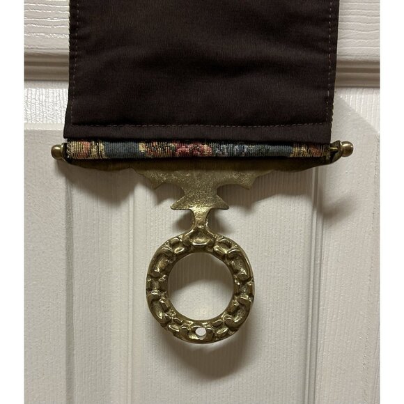 Vintage Floral Tapestry Ornate Gold Brass Butler's / Bell Pull Victorian Pink - Picture 5 of 13